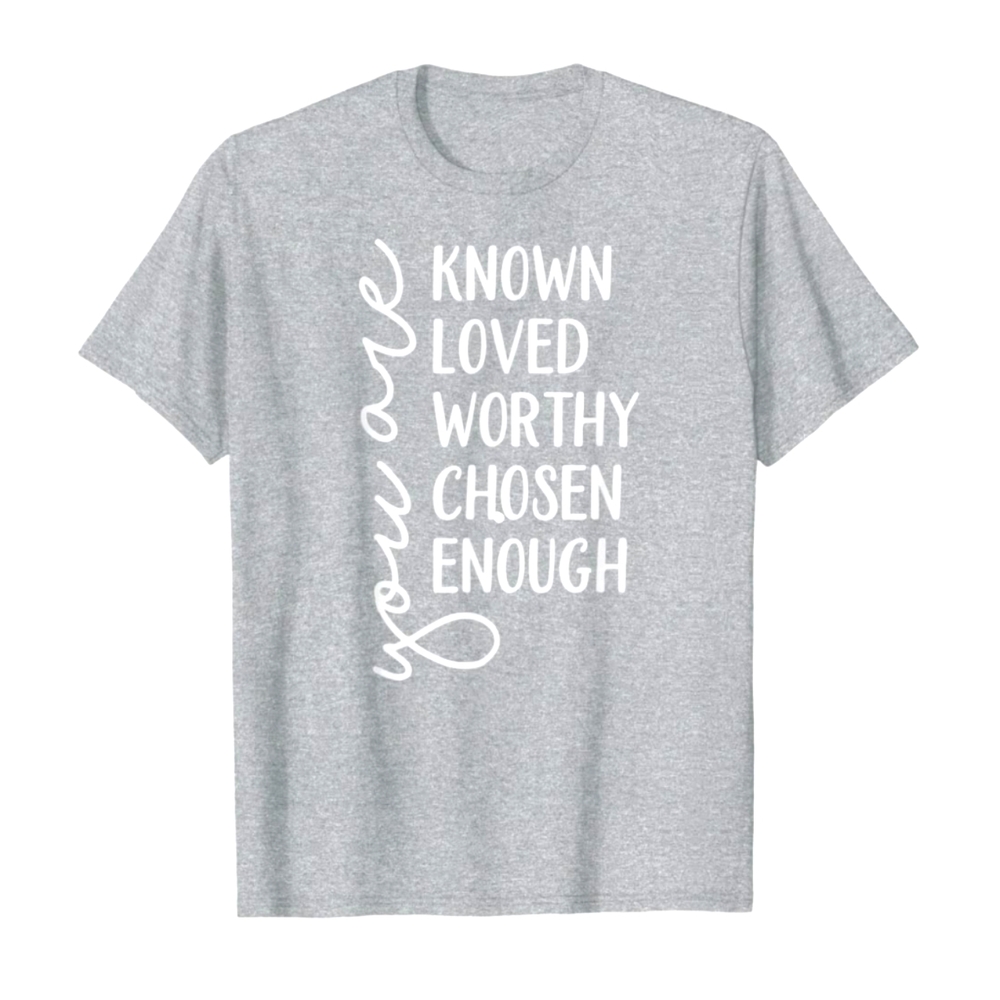 YOU Are Enough Tee Choice of Sizes, Black or Gray - Picture 3 of 3